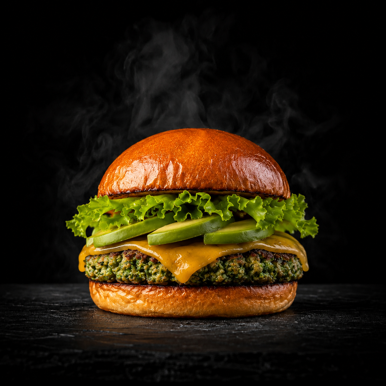 Hamburguesa La Veggie con patty vegetal y aguacate